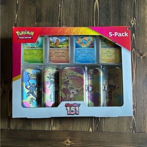 Pokémon 151 5 Mini Tin Set (MEOWTH) with 4 Promo Cards SEALED BOX